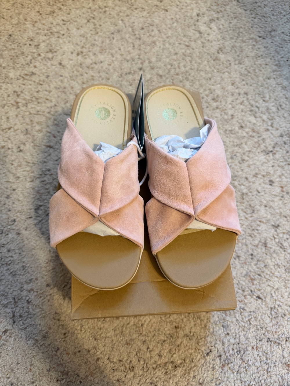 Revitalign Waco Pink Suede Criss Cross Slide Sandals Women’s 6B